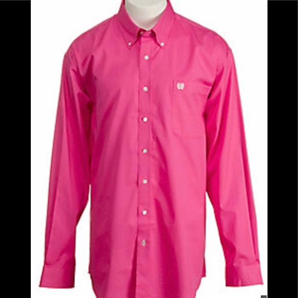 Cinch Men's Solid Pink Long Sleeve Western Shirt